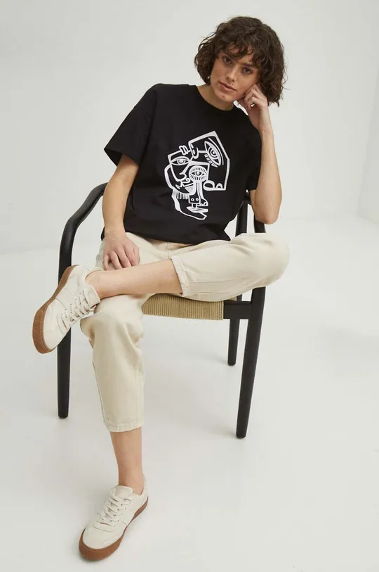 Bavlnené tričko dámske z kolekcie Graphics Series čierna farba čierna