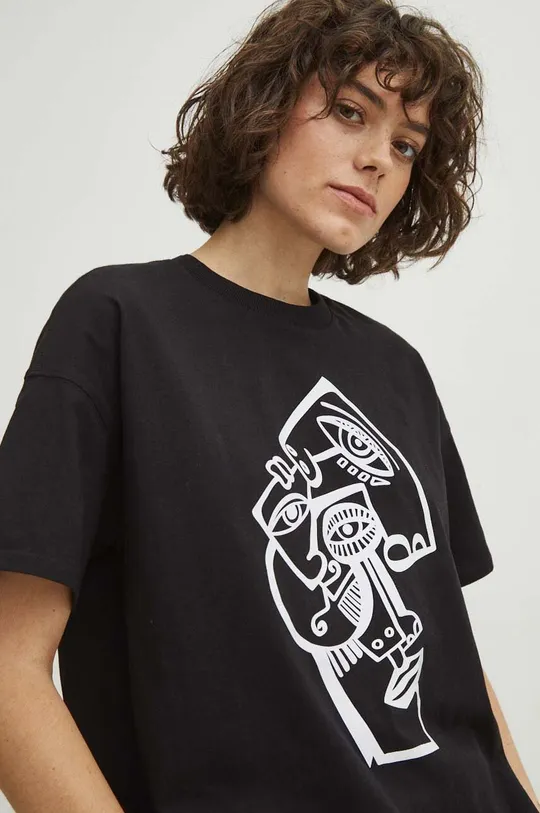 Bavlněné tričko dámské z kolekce Graphics Series černá barva Dámský
