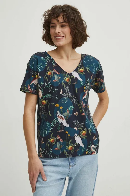 Bavlnené tričko dámske z kolekcie Graphics Series tmavomodrá farba tmavomodrá