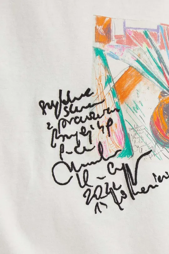 T-shirt bawełniany damski by Monika Kubiaczyk-Cygan, Grafika Polska kolor beżowy