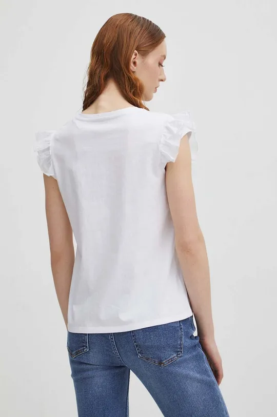 Bavlnené tričko dámsky biela farba Hlavný materiál: 100 % Bavlna Doplnkový materiál: 100 % Bavlna