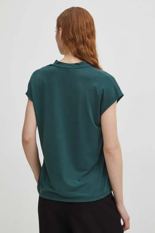 T-shirt damski z domieszką elastanu gładki kolor zielony 70 % Modal, 25 % Poliester, 5 % Elastan