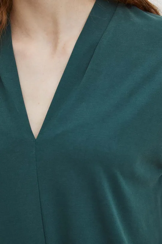 T-shirt damski z domieszką elastanu gładki kolor zielony Damski
