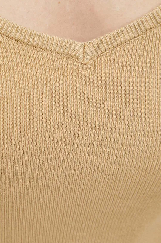 T-shirt damski sweterkowy kolor beżowy Damski