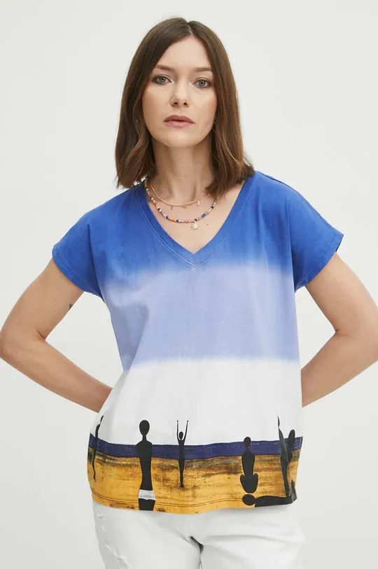 T-shirt bawełniany damski z kolekcji Jerzy Nowosielski x Medicine kolor multicolor multicolor