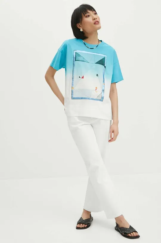 T-shirt bawełniany damski z kolekcji Jerzy Nowosielski x Medicine kolor multicolor 100 % Bawełna