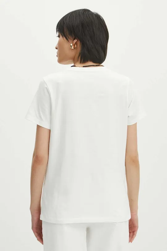 biały T-shirt bawełniany damski z domieszką elastanu z kolekcji Jerzy Nowosielski x Medicine kolor biały
