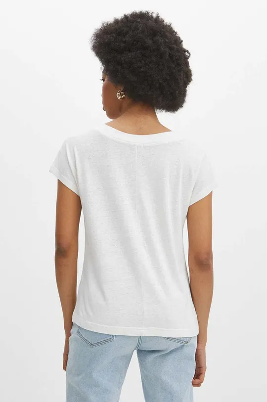 T-shirt lniany damski gładki kolor beżowy 100 % Len