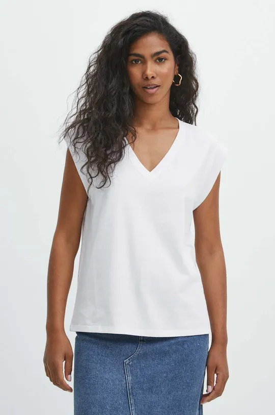 Odzież T-shirt bawełniany damski z nadrukiem kolor biały RS24.TSD806 biały