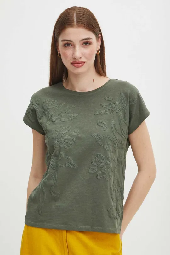 Bavlněné tričko zelená barva 100 % Bavlna