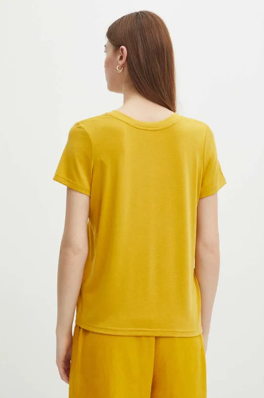 T-shirt damski z domieszką elastanu i modalu gładki kolor żółty 70 % Modal, 25 % Poliester, 5 % Elastan