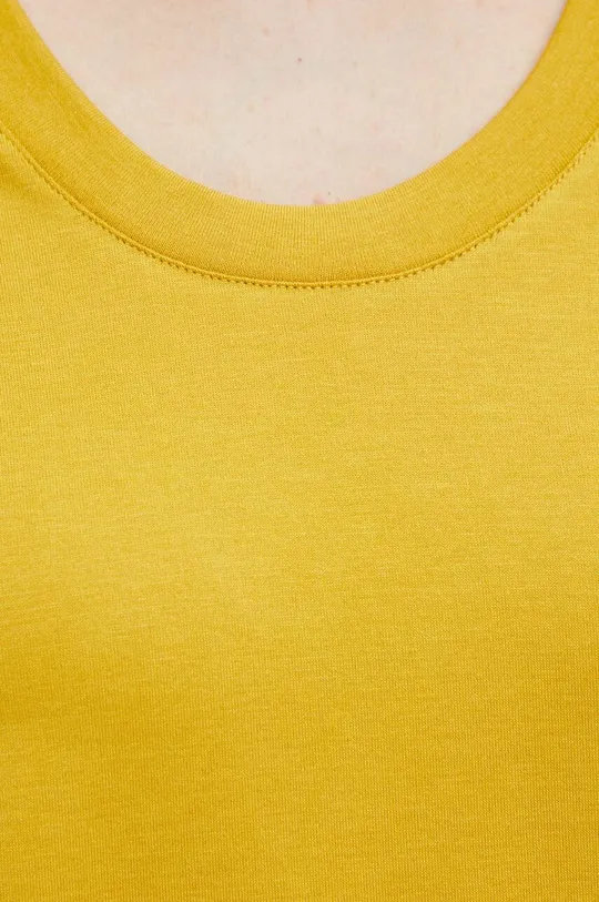 T-shirt damski z domieszką elastanu i modalu gładki kolor żółty Damski
