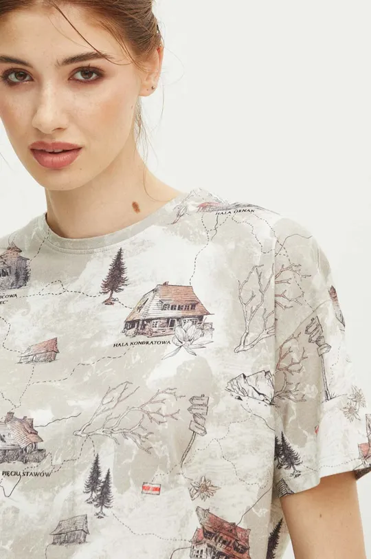 Bavlněné tričko dámské z kolekce Tatra National Park x Medicine béžová barva Dámský