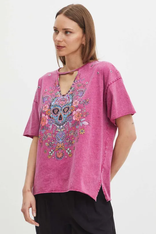 różowy Medicine t-shirt bawełniany Damski