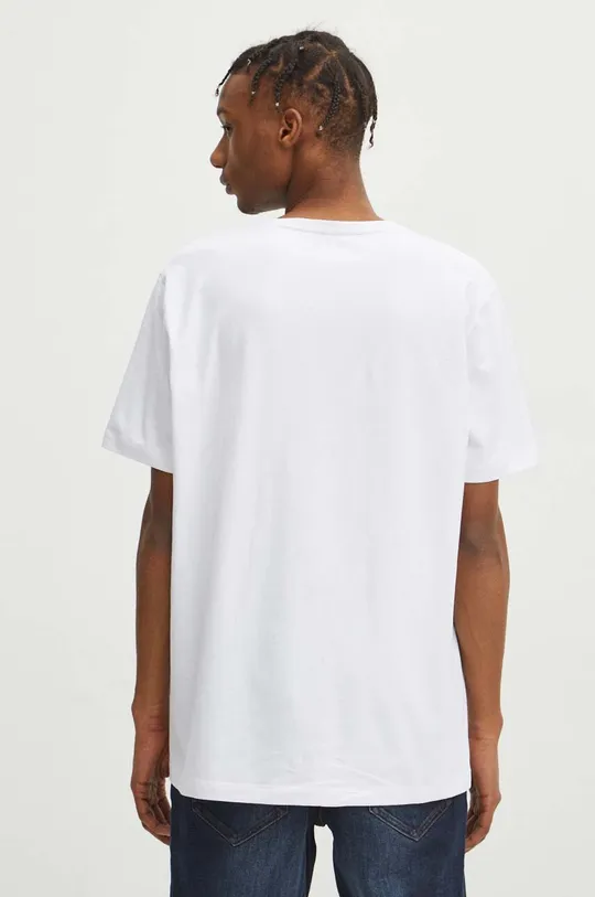 T-shirt bawełniany męski z domieszką elastanu gładki kolor biały 95 % Bawełna, 5 % Elastan