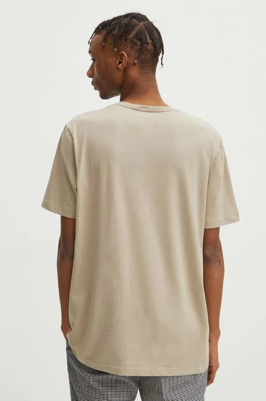 T-shirt bawełniany męski z domieszką elastanu gładki kolor beżowy 95 % Bawełna, 5 % Elastan