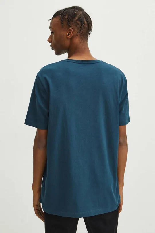 T-shirt bawełniany męski z domieszką elastanu gładki kolor zielony 95 % Bawełna, 5 % Elastan