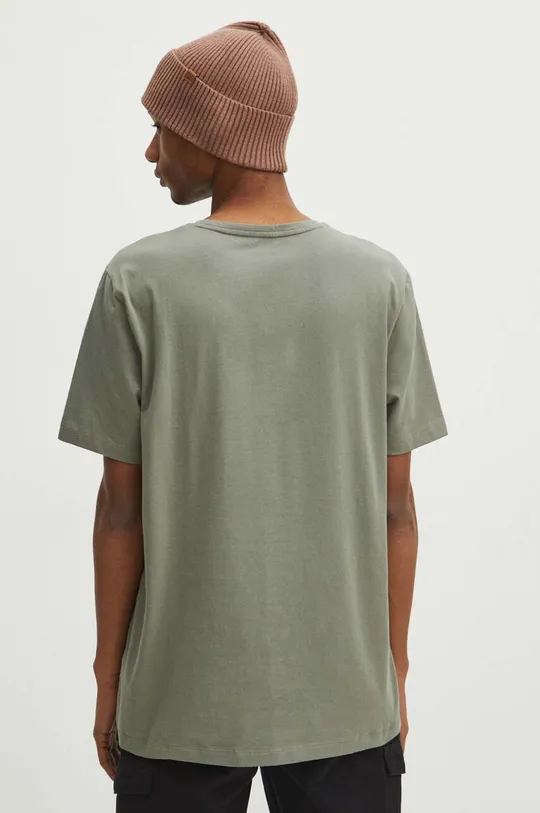 T-shirt bawełniany męski z domieszką elastanu gładki kolor zielony 95 % Bawełna, 5 % Elastan