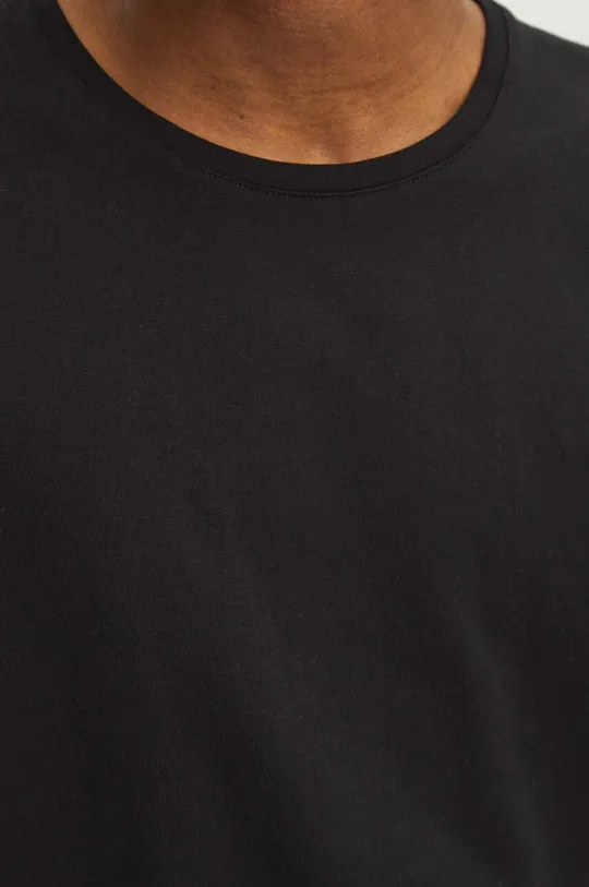 T-shirt bawełniany męski z domieszką elastanu gładki kolor czarny