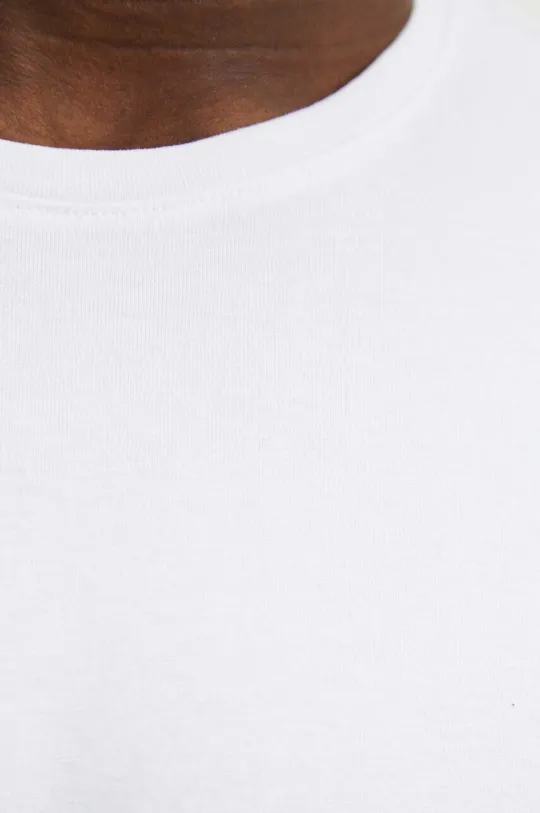 T-shirt bawełniany męski z domieszką elastanu kolor biały Męski