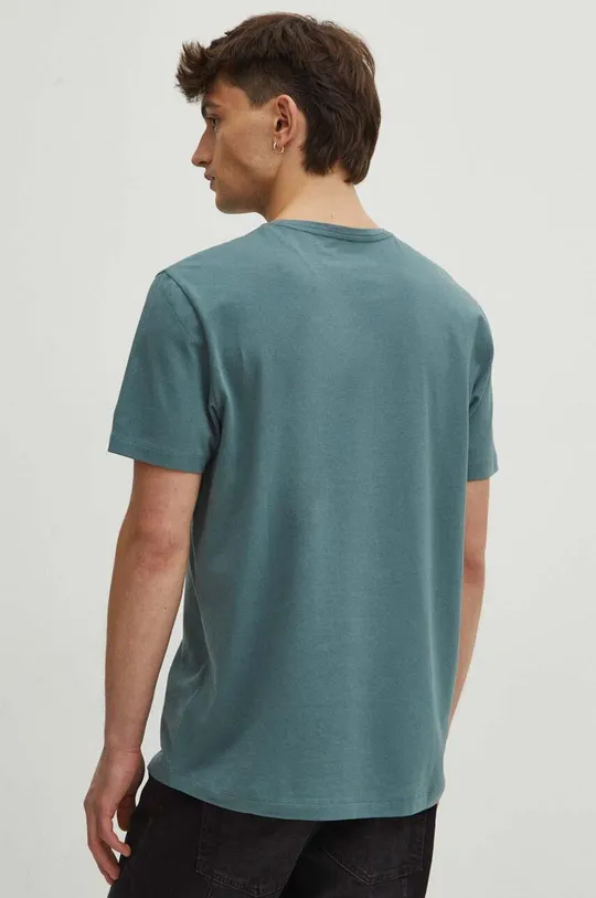 T-shirt bawełniany męski z domieszką elastanu kolor zielony 95 % Bawełna, 5 % Elastan