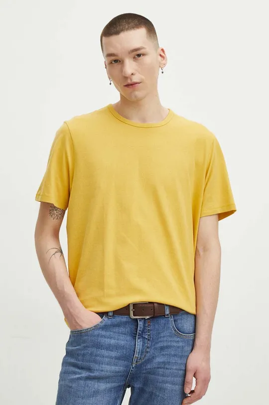 žltá Bavlnené tričko pánsky žltá farba