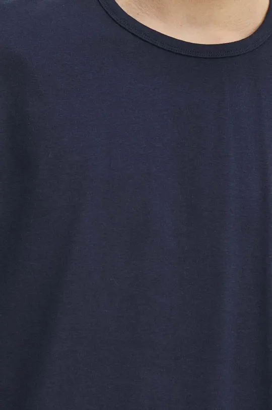T-shirt bawełniany męski gładki kolor granatowy