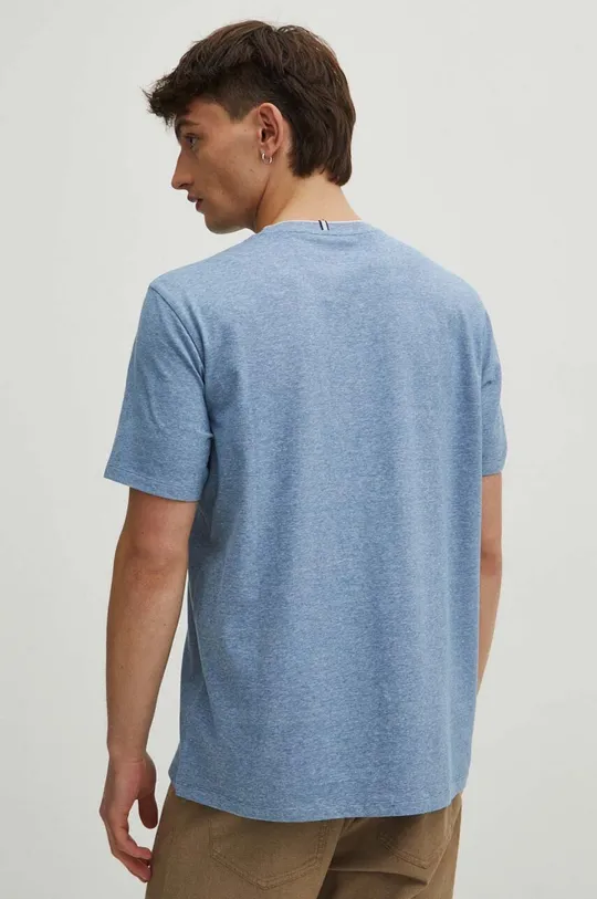 T-shirt bawełniany męski z domieszką elastanu kolor niebieski 98 % Bawełna, 2 % Elastan