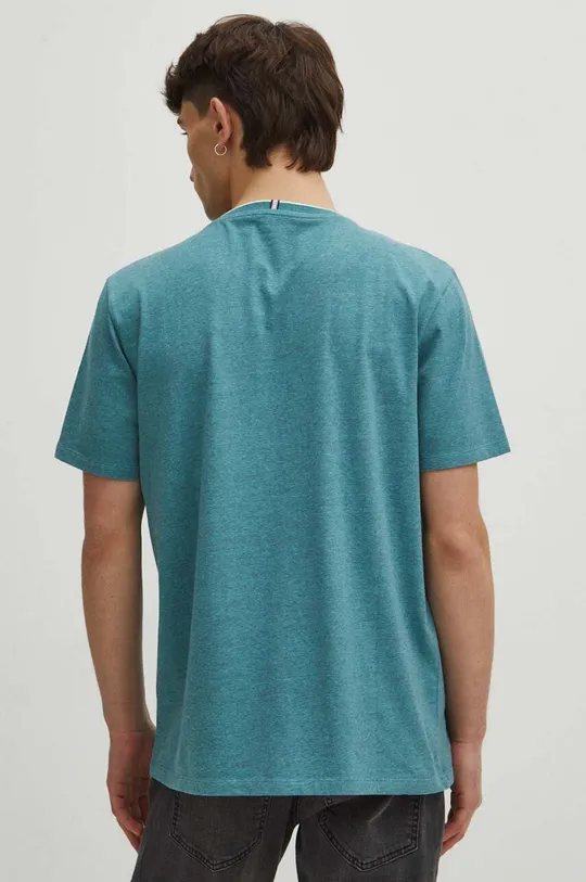 Bavlnené tričko pánsky zelená farba 98 % Bavlna, 2 % Elastan