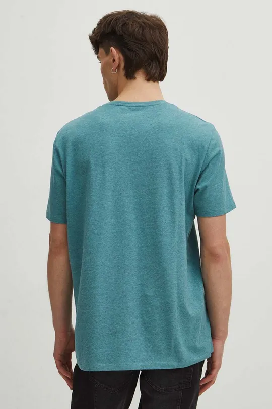 T-shirt bawełniany męski z domieszką elastanu kolor zielony 98 % Bawełna, 2 % Elastan