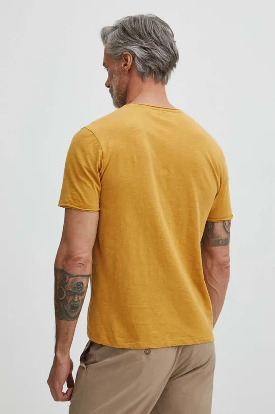 T-shirt bawełniany męski gładki kolor żółty 100 % Bawełna