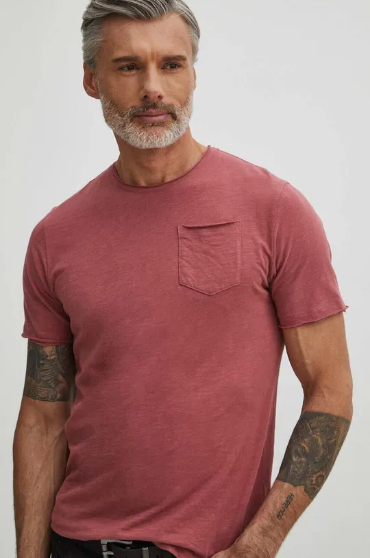 fioletowy T-shirt bawełniany męski gładki kolor fioletowy