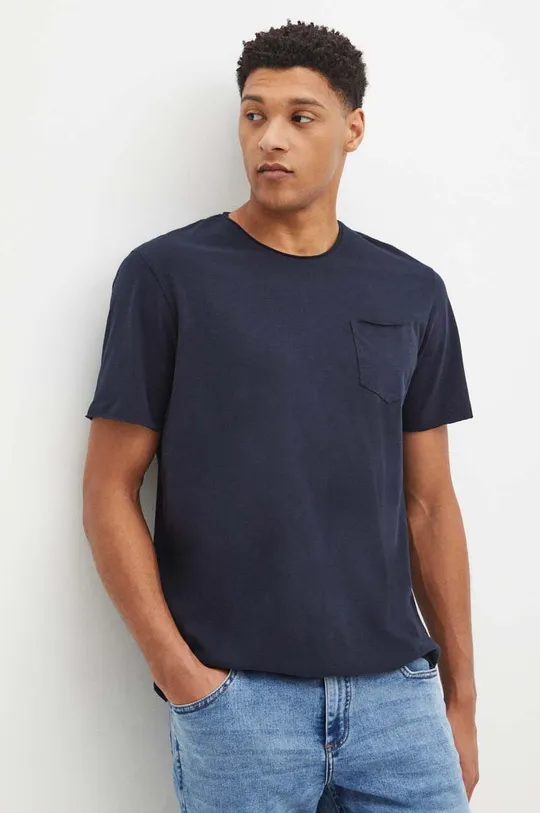 námořnická modř Bavlněné tričko tmavomodrá barva Pánský