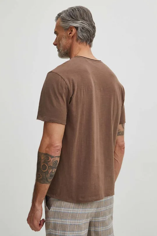 T-shirt bawełniany męski gładki kolor brązowy 100 % Bawełna