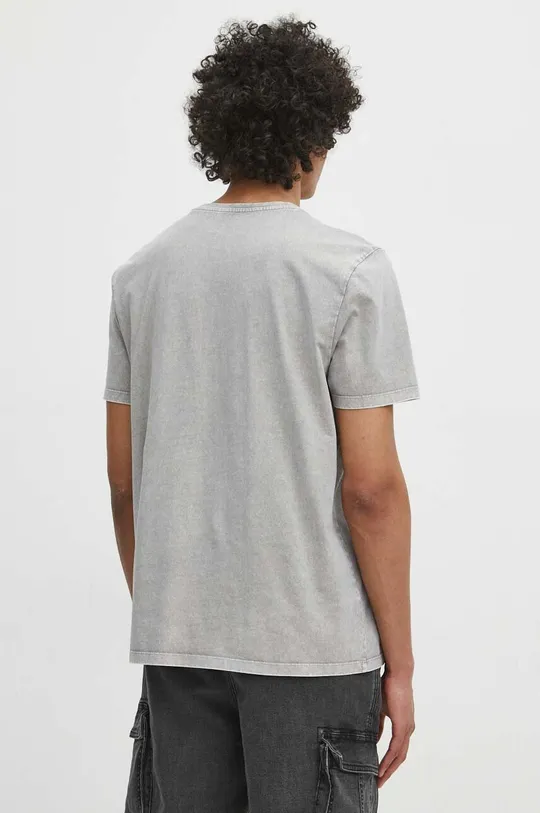 T-shirt bawełniany męski z efektem sprania kolor szary 100 % Bawełna