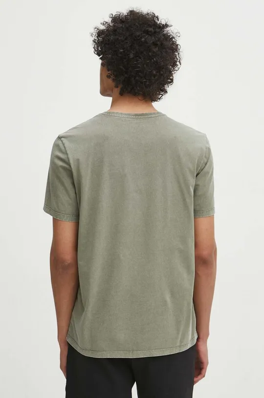 T-shirt bawełniany męski z efektem sprania kolor zielony 100 % Bawełna
