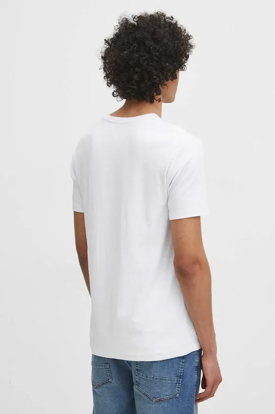 T-shirt męski gładki z domieszką elastanu i modalu kolor biały 48 % Bawełna, 47 % Modal, 5 % Elastan