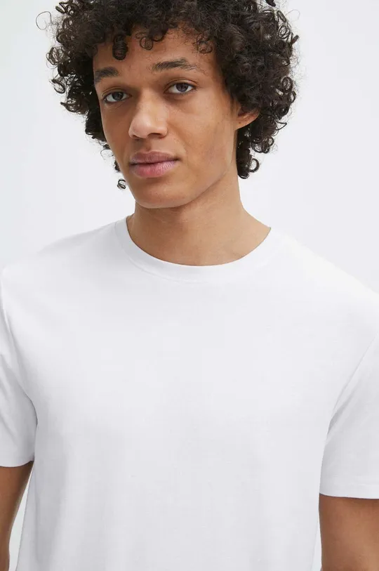 T-shirt męski gładki z domieszką elastanu i modalu kolor biały Męski