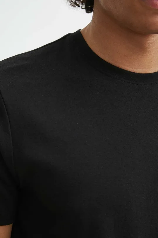 T-shirt męski gładki z domieszką elastanu i modalu kolor czarny Męski