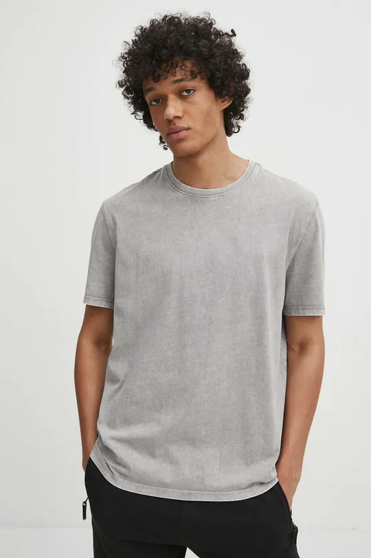 Bavlnené tričko pánsky šedá farba sivá