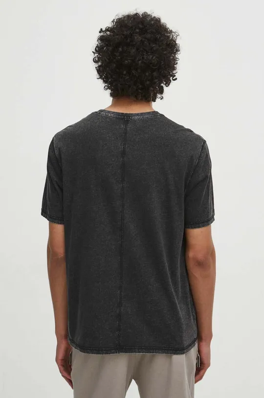 T-shirt bawełniany męski z efektem sprania kolor szary 100 % Bawełna
