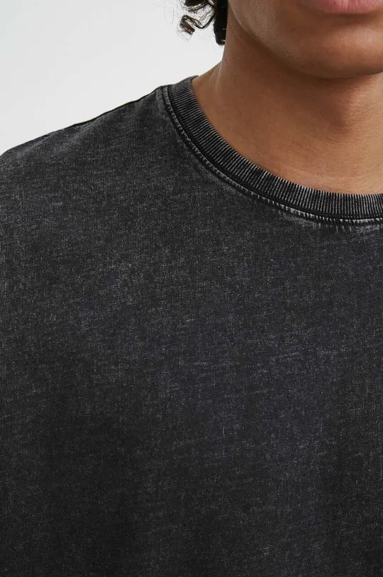 T-shirt bawełniany męski z efektem sprania kolor szary Męski