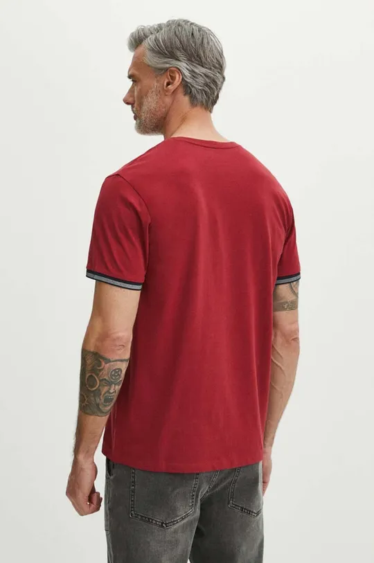 Bavlnené tričko pánsky červená farba 95 % Bavlna, 5 % Elastan