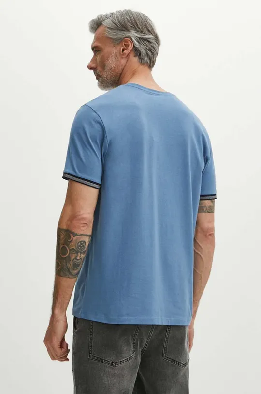 T-shirt bawełniany męski z domieszką elastanu gładki kolor niebieski 95 % Bawełna, 5 % Elastan