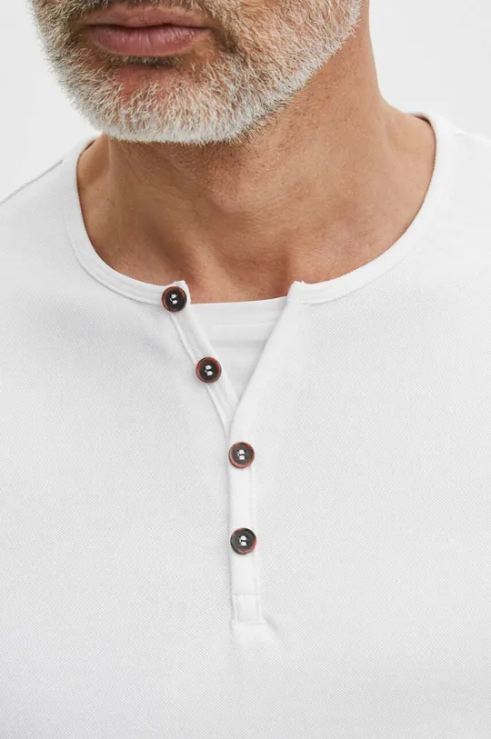 Bavlněné tričko pánské s příměsí elastanu bílá barva Pánský