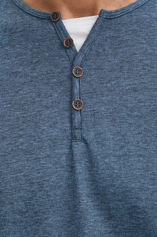 Bavlnené tričko pánske s prímesou elastanu modrá farba Pánsky