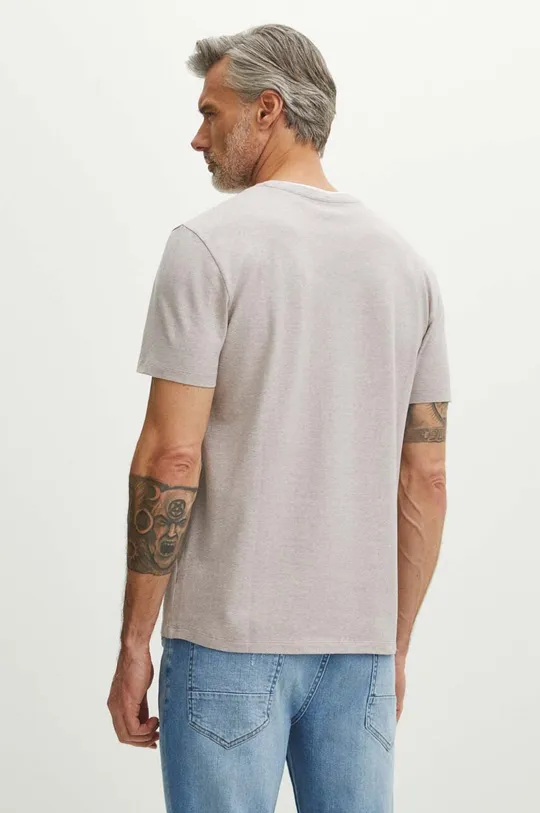 T-shirt bawełniany męski z domieszką elastanu kolor beżowy Materiał 1: 98 % Bawełna, 2 % Elastan, Materiał 2: 98 % Bawełna, 2 % Elastan