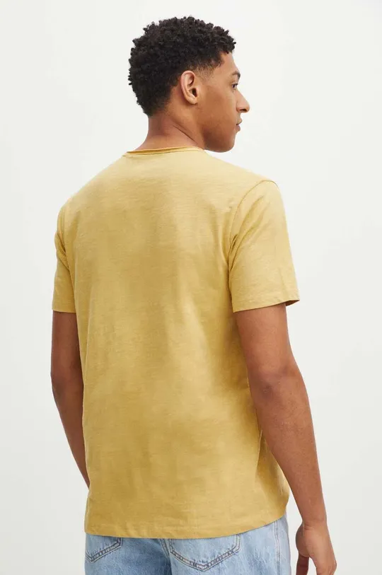 T-shirt bawełniany męski gładki kolor żółty 100 % Bawełna