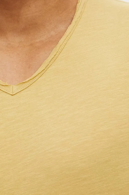 Bavlnené tričko pánsky žltá farba Pánsky