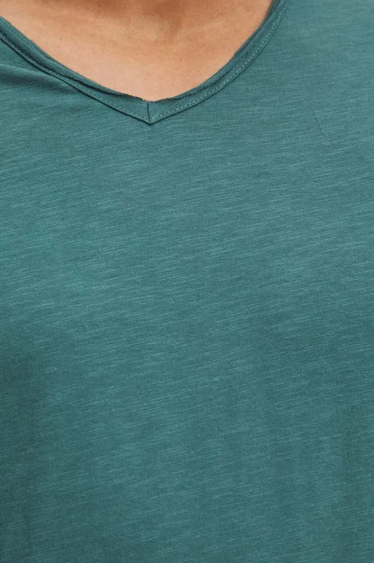 T-shirt bawełniany męski gładki kolor zielony Męski